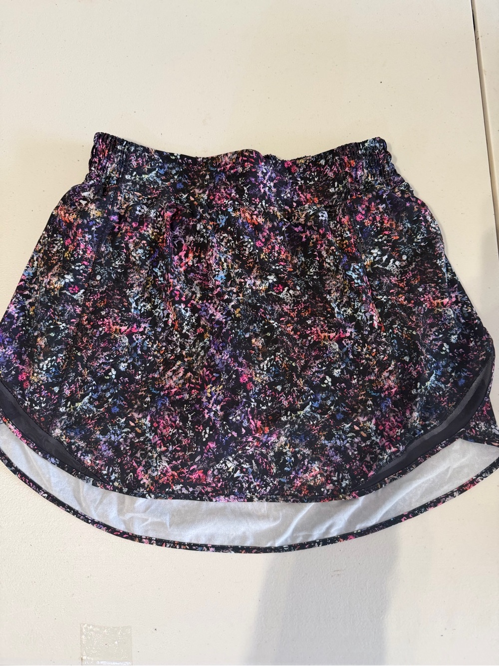 Women's Black Floral Active Skort with Pink and Purple Accents